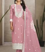 Sober and sophisticated pink colour organza embroidered girlish festive wear ethnic suit