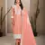 Sober and sophisticated peach colour organza fabric girlish festive wear ethnic suit
