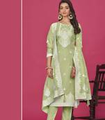 Pista colour resham baadla work for graceful festive wear ethnic salwar kameez