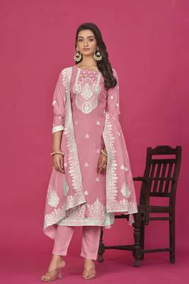Pink colour resham baadla work for graceful festive wear ethnic salwar kameez 1