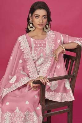 Pink colour resham baadla work for graceful festive wear ethnic salwar kameez 2