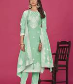 Sea green colour resham baadla work for graceful festive wear ethnic salwar kameez