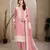 Pink colour organza fabric ethnic resham embroidered festive wear salwar kameez