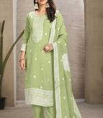 Pista colour organza fabric ethnic resham embroidered festive wear salwar kameez