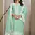 Sea green colour organza fabric ethnic resham embroidered festive wear salwar kameez