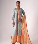 Grey colour designer heavy wedding reception dress for perfect bridesmaid look