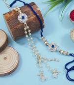 I jewels designer kundan pearl hanging bhaiya bhabhi lumba rakhi