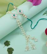 I jewels designer kundan pearl hanging bhaiya bhabhi lumba rakhi