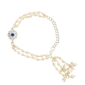 I jewels designer kundan pearl hanging bhaiya bhabhi lumba rakhi 4