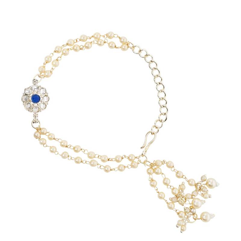 I jewels designer kundan pearl hanging bhaiya bhabhi lumba rakhi