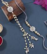 I jewels designer kundan pearl hanging bhaiya bhabhi lumba rakhi