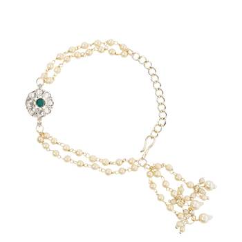 I jewels designer kundan pearl hanging bhaiya bhabhi lumba rakhi 4