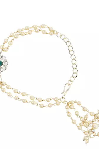 I jewels designer kundan pearl hanging bhaiya bhabhi lumba rakhi
