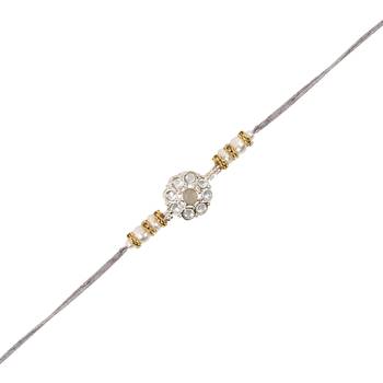 I jewels designer kundan pearl hanging bhaiya bhabhi lumba rakhi 3