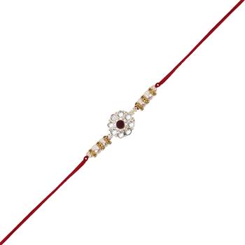 I jewels designer kundan pearl hanging bhaiya bhabhi lumba rakhi 3
