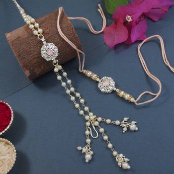 I jewels designer kundan pearl hanging bhaiya bhabhi lumba rakhi 1