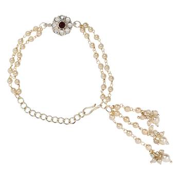 I jewels designer kundan pearl hanging bhaiya bhabhi lumba rakhi 4