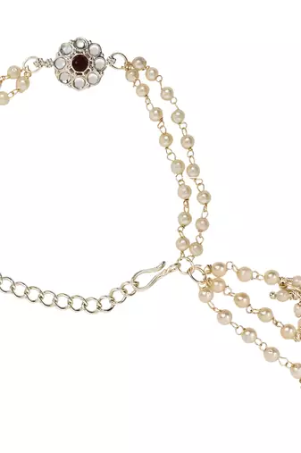 I jewels designer kundan pearl hanging bhaiya bhabhi lumba rakhi