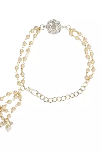 I jewels designer kundan pearl hanging bhaiya bhabhi lumba rakhi