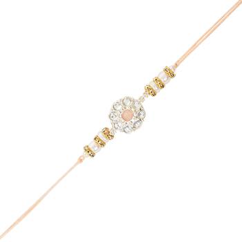 I jewels designer kundan pearl hanging bhaiya bhabhi lumba rakhi 3