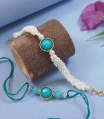 I jewels designer kundan pearl beaded bhaiya bhabhi lumba rakhi