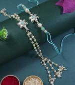 I jewels designer kundan pearl hanging bhaiya bhabhi lumba rakhi