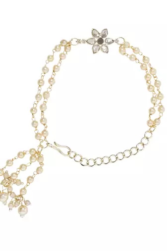 I jewels designer kundan pearl hanging bhaiya bhabhi lumba rakhi