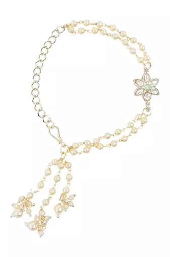 I jewels designer kundan pearl hanging bhaiya bhabhi lumba rakhi