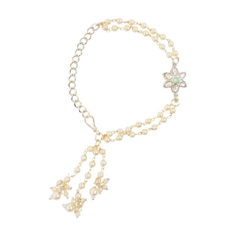 I jewels designer kundan pearl hanging bhaiya bhabhi lumba rakhi