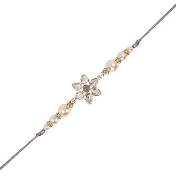 I jewels designer kundan pearl hanging bhaiya bhabhi lumba rakhi 4