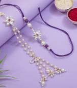 I jewels designer kundan pearl hanging bhaiya bhabhi lumba rakhi