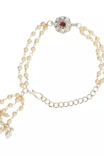 I jewels designer kundan pearl hanging bhaiya bhabhi lumba rakhi