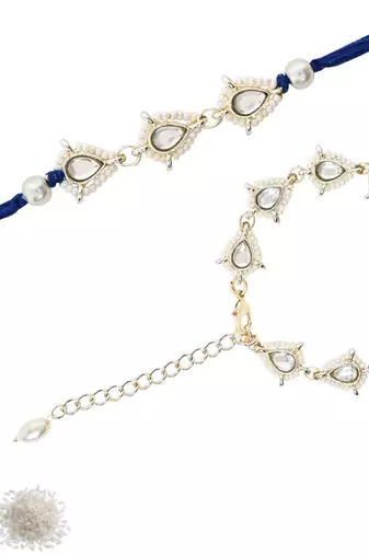 I jewels designer kundan pearl hanging bhaiya bhabhi lumba rakhi