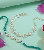 I jewels designer kundan pearl hanging bhaiya bhabhi lumba rakhi