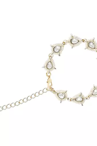 I jewels designer kundan pearl hanging bhaiya bhabhi lumba rakhi