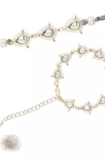 I jewels designer kundan pearl hanging bhaiya bhabhi lumba rakhi