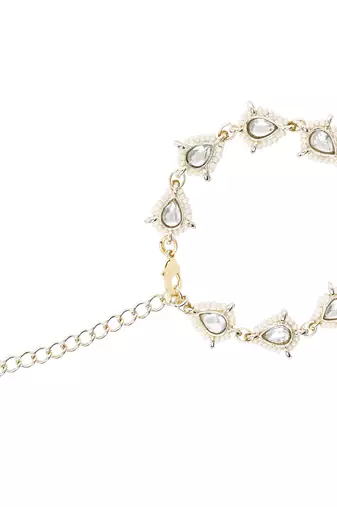 I jewels designer kundan pearl hanging bhaiya bhabhi lumba rakhi