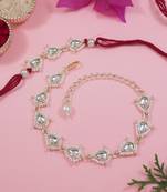 I jewels designer kundan pearl hanging bhaiya bhabhi lumba rakhi