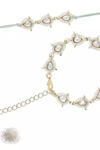 I jewels designer kundan pearl hanging bhaiya bhabhi lumba rakhi
