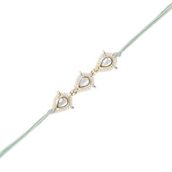 I jewels designer kundan pearl hanging bhaiya bhabhi lumba rakhi 3