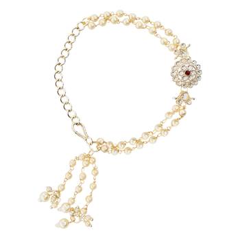 I jewels designer kundan pearl hanging bhaiya bhabhi lumba rakhi 2