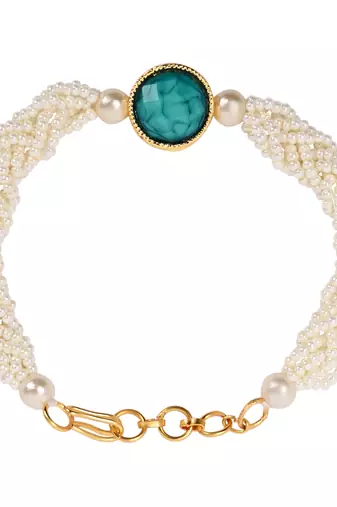 I jewels designer kundan pearl beaded bhaiya bhabhi lumba rakhi