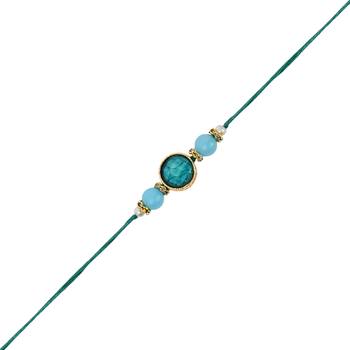 I jewels designer kundan pearl beaded bhaiya bhabhi lumba rakhi 4