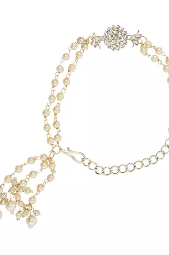 I jewels designer kundan pearl hanging bhaiya bhabhi lumba rakhi