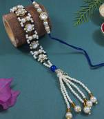 I jewels designer kundan pearl hanging bhaiya bhabhi lumba rakhi