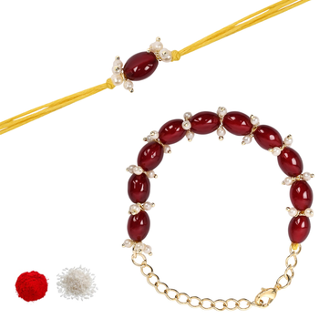 I jewels designer pearl hanging bhaiya bhabhi lumba rakhi 2