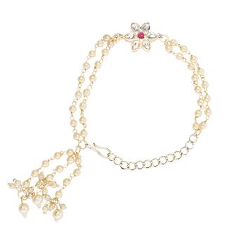 I jewels designer kundan pearl hanging bhaiya bhabhi lumba rakhi 3