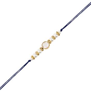 I jewels designer kundan pearl hanging bhaiya bhabhi lumba rakhi 3