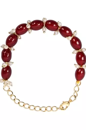 I jewels designer pearl hanging bhaiya bhabhi lumba rakhi