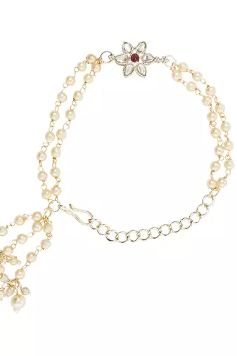 I jewels designer kundan pearl hanging bhaiya bhabhi lumba rakhi
